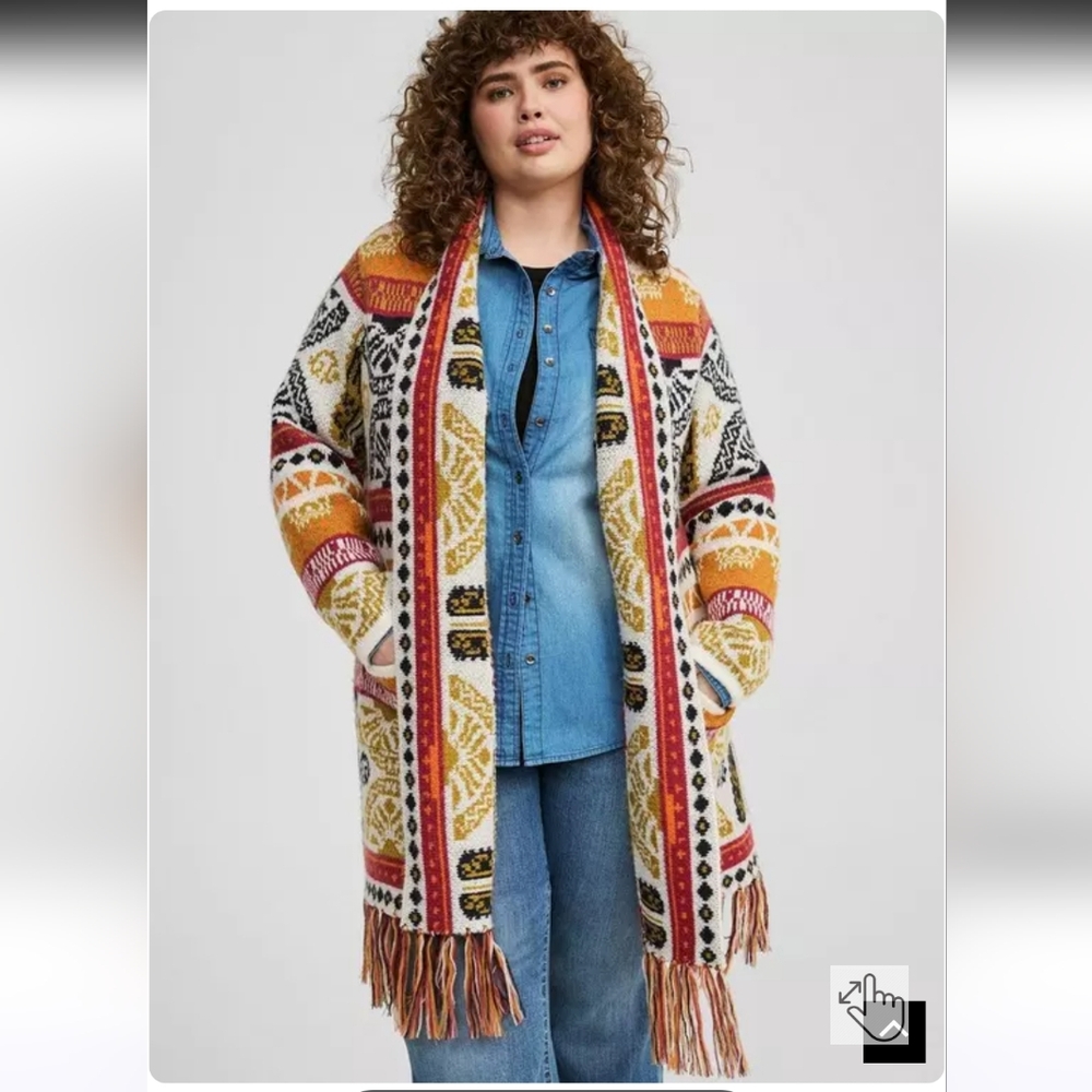 Torrid Multicolor Fringe Cardigan